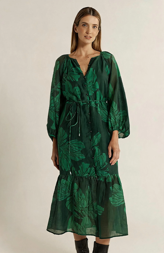 Lynn Tiered Dress - Evergreen