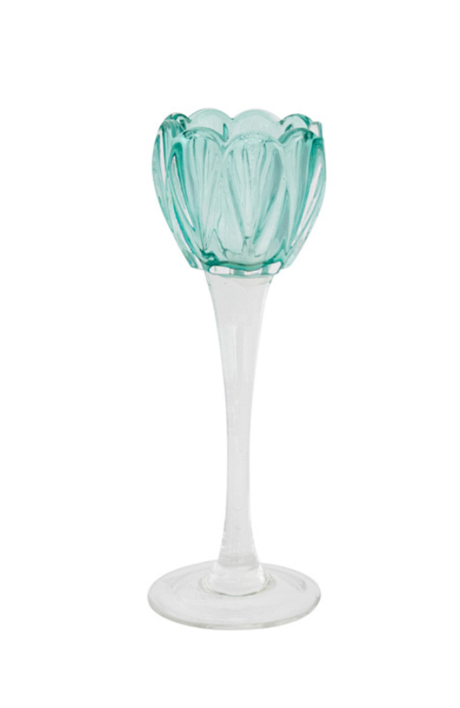 Verity Glass Flower Votive Mint Large