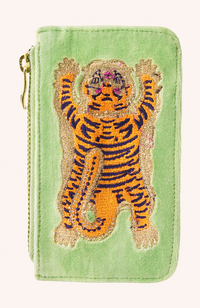 Velvet Card Holder - Ikat Tiger Mint