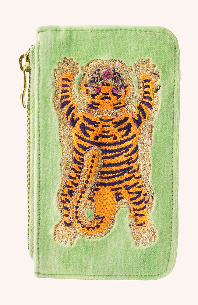 Velvet Card Holder - Ikat Tiger Mint