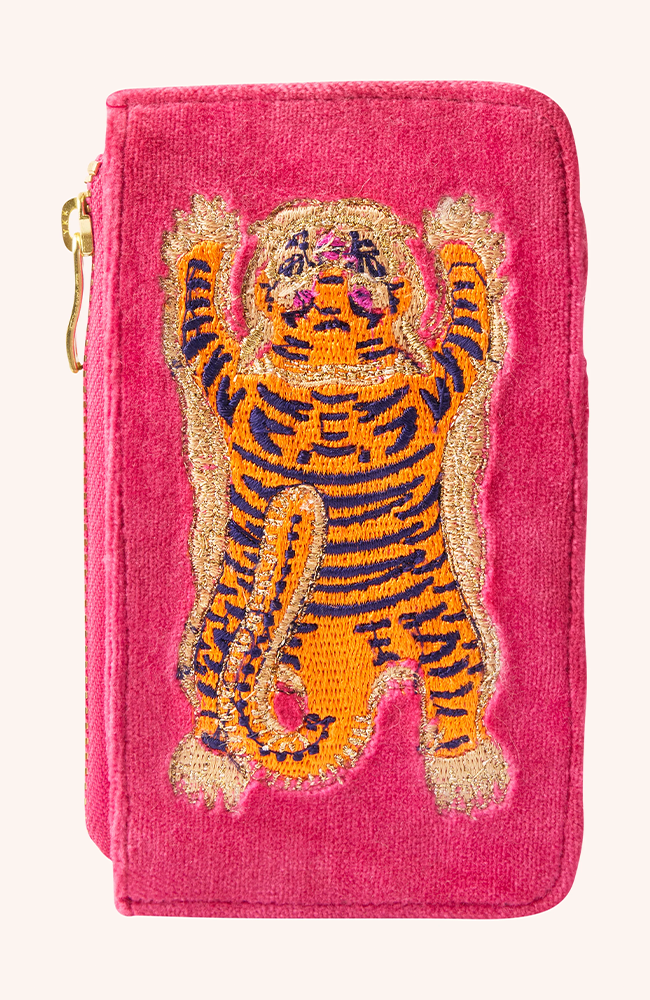 Velvet Card Holder - Ikat Tiger Fuchsia