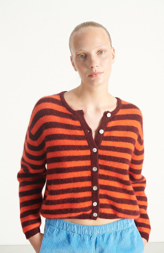 Vitow Cardigan - Striped Garnet Gazpacho