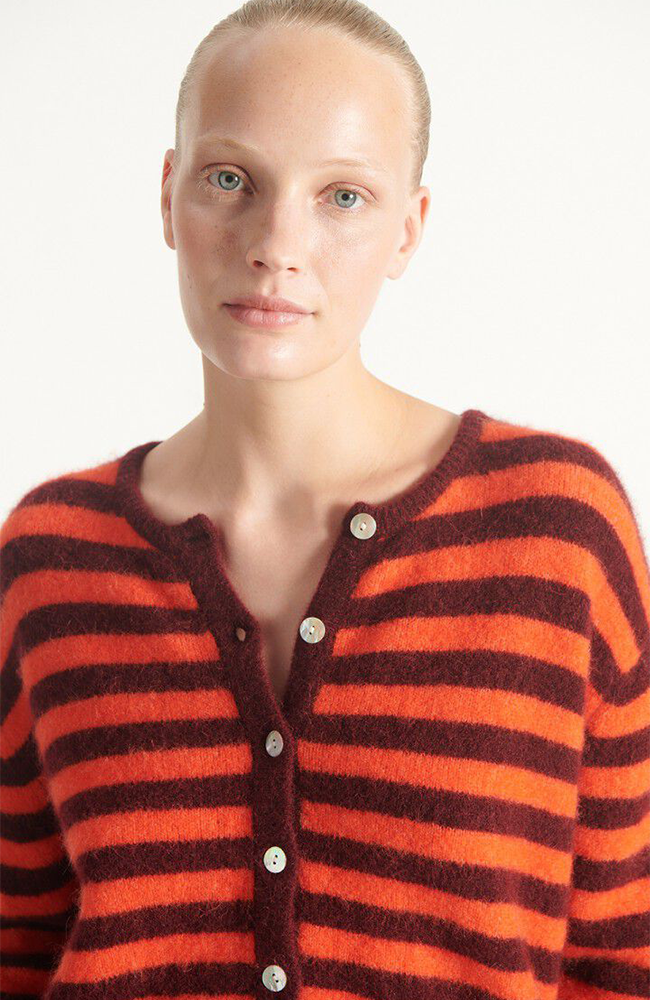 Vitow Cardigan - Striped Garnet Gazpacho