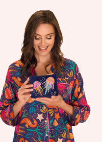 Velvet Mini Pouch - Jolly Jellies, Navy