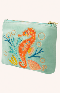 Sparkling Seahorse Mini Pouch - Aqua