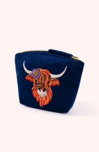 Velvet Mini Pouch - Highland Cow