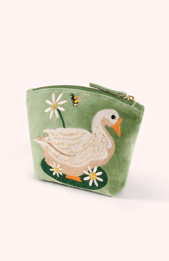 Velvet Mini Pouch - Garden Goose