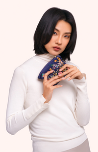 Mini Pouch - Navy Floral Hedgerow