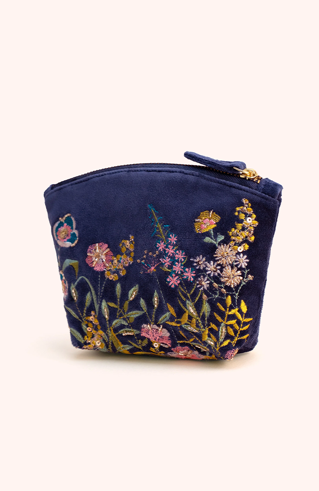 Mini Pouch - Navy Floral Hedgerow