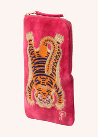 Velvet Sunglasses Pouch - Ikat Tiger - Fuchsia