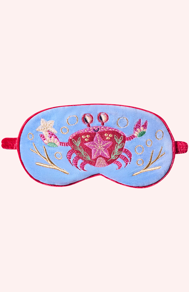 Velvet Lavender Eye Mask -Seafaring Crab, Cornflower