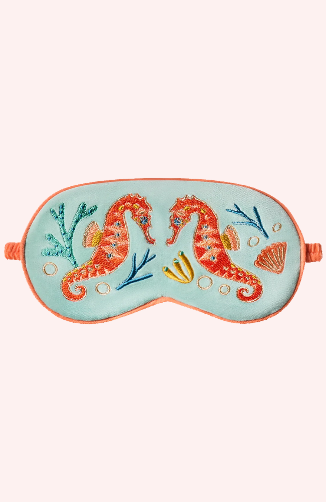 Velvet Lavender Eye Mask - Sparkling Seahorse, Aqua