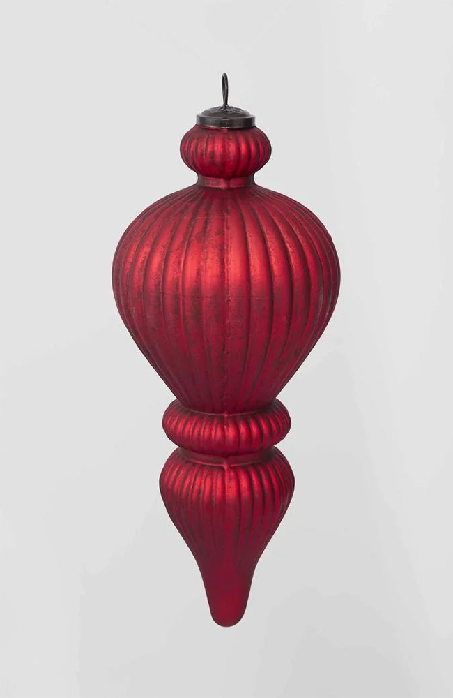Antiqued Hanging Finial Large - Red