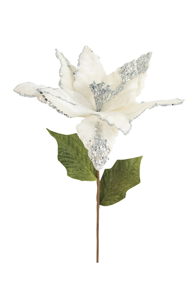 Poinsettia Stem White Silver