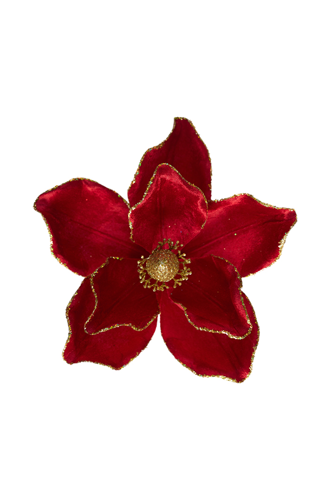 Fabric Magnolia Red Gold