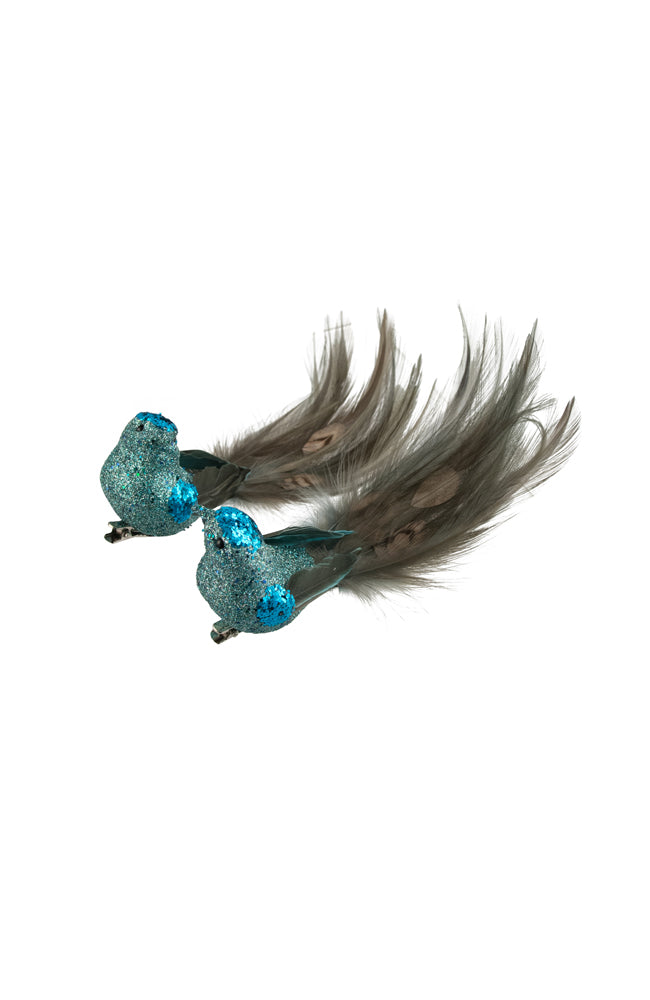 Teal Peacock Bird Clip On - price per bird