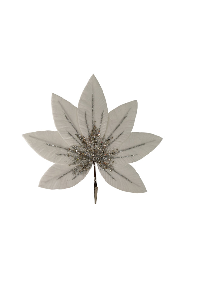 Leaf White Silver Clip On
