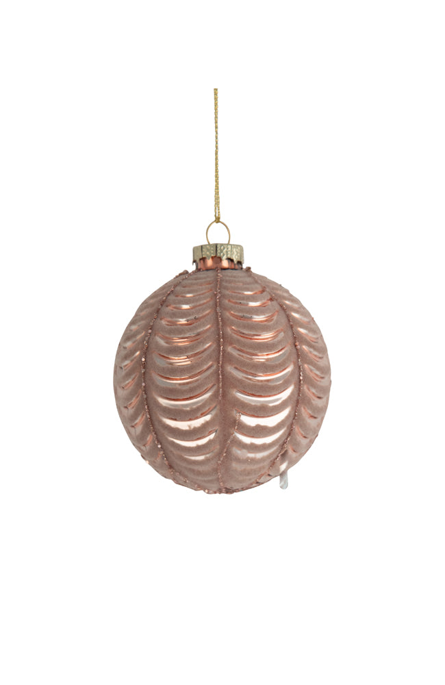 Glass Bauble Ribbed Felt Pink
