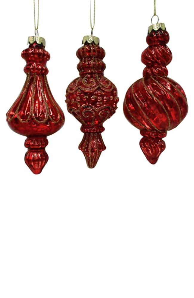 Glass Finial - Red Gold