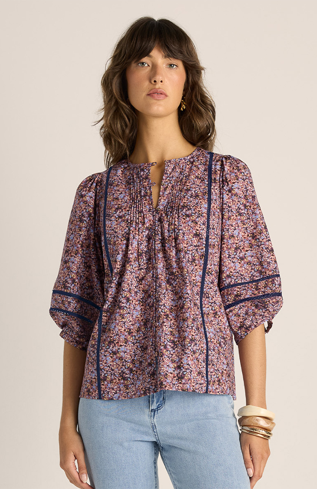 Alaia Print Lace Insert Blouse - Ditzy