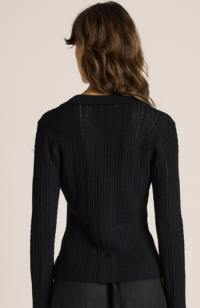 Audrey Pointelle Top - Black