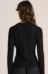 Audrey Pointelle Top - Black