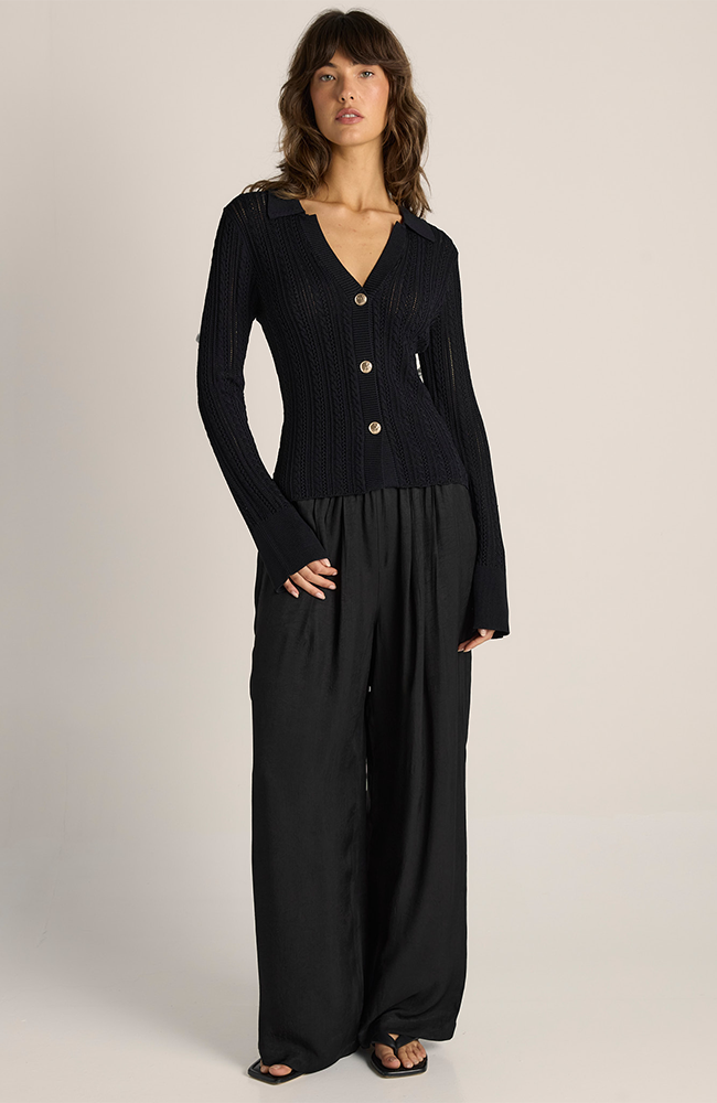 Audrey Pointelle Top - Black
