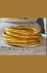 Budhist Temple Bangle Thick - Gold
