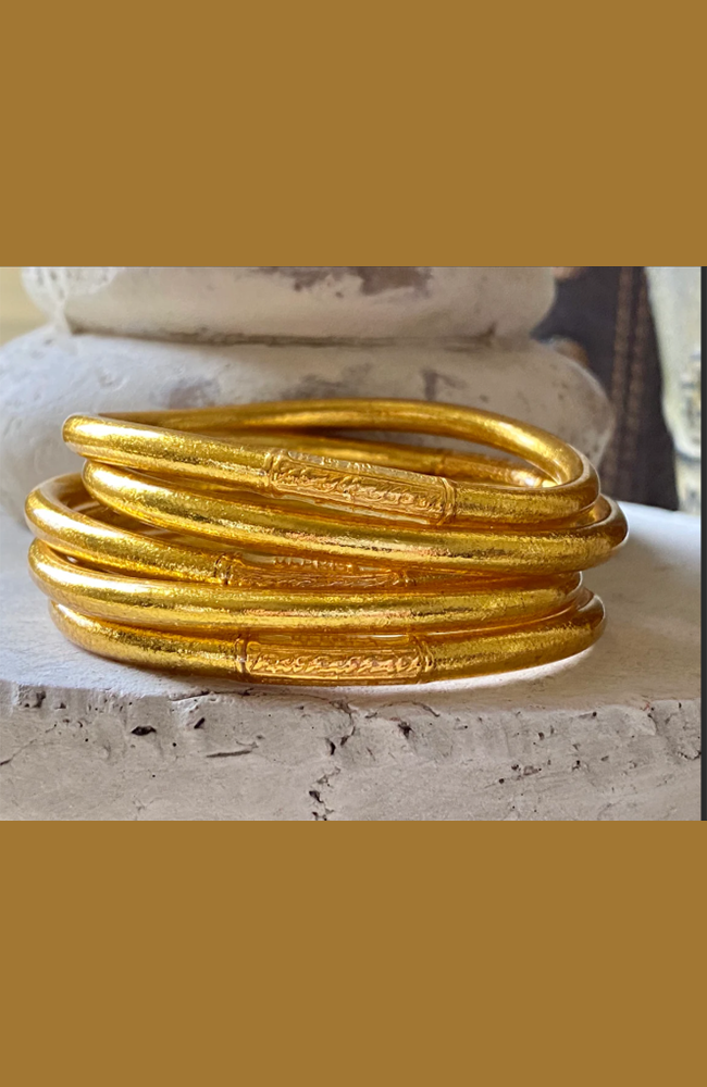 Budhist Temple Bangle Thick - Gold