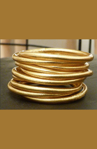 Budhist Temple Bangle Thick - Gold