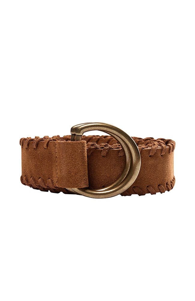 Braided Suede Belt - Cognac