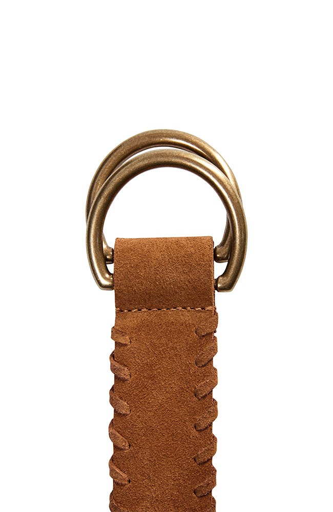 Braided Suede Belt - Cognac