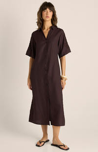 Bronte Embroidered Dress - Chocolate