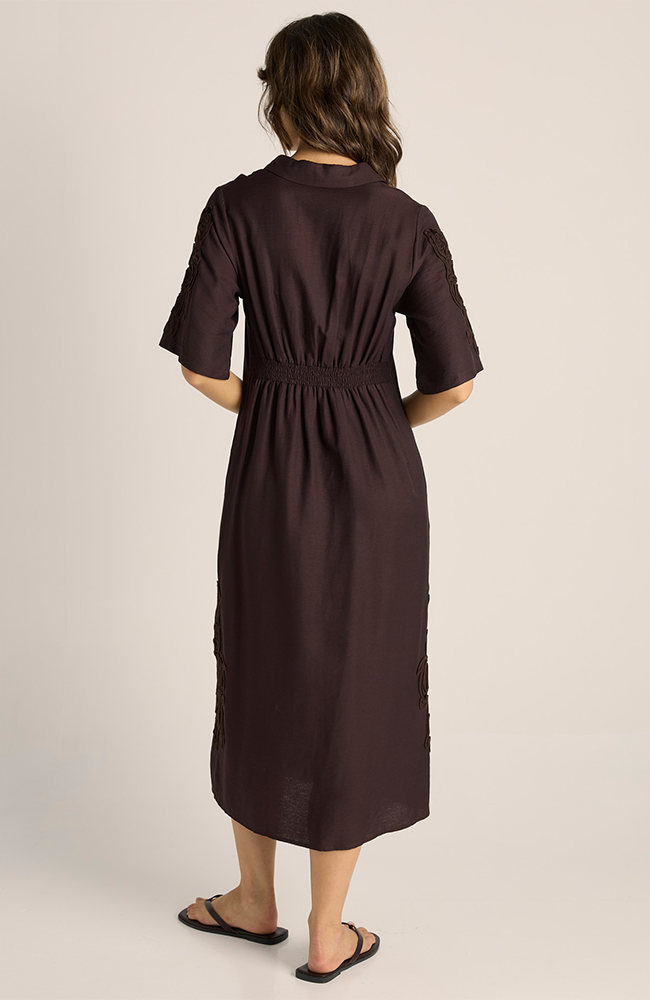 Bronte Embroidered Dress - Chocolate