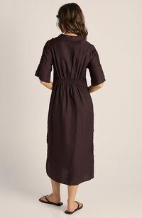 Bronte Embroidered Dress - Chocolate
