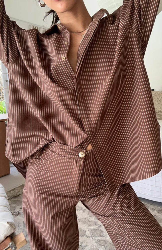 Hastings Shirt - Cocoa Stripe