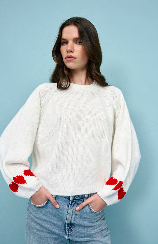 Cherie Hearts Knit - Ivory