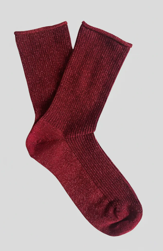 Glitter Lurex Socks - Cherry