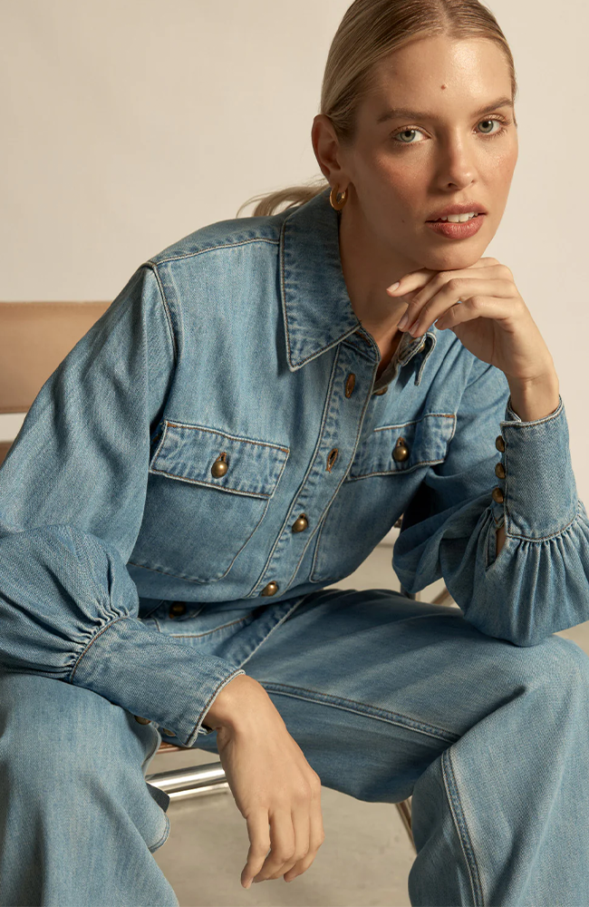 Crest Top - Light Washed Denim