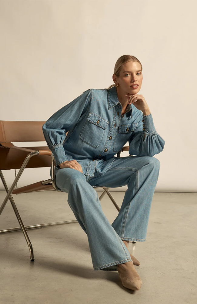 Crest Top - Light Washed Denim