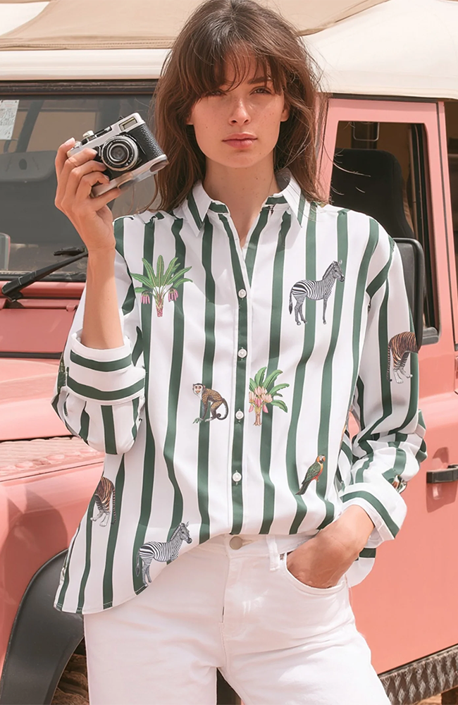 Isa Shirt - Green Stripes Print