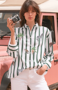Isa Shirt - Green Stripes Print