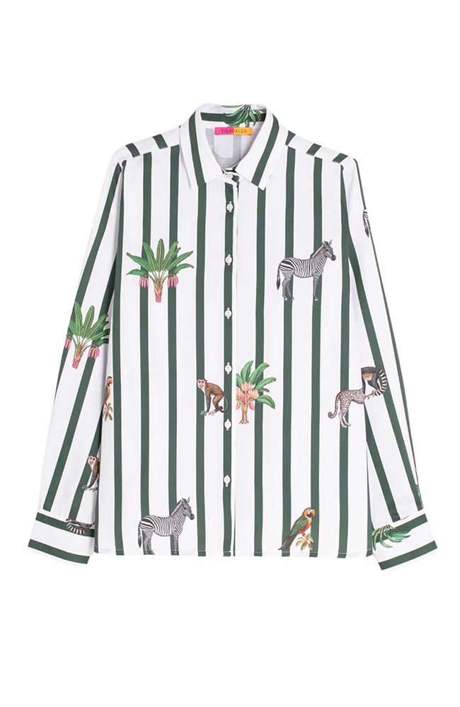 Isa Shirt - Green Stripes Print