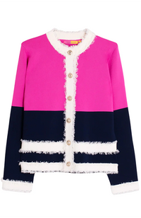 Bicolor Cardigan - Navy/Pink