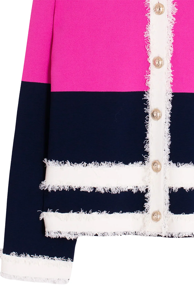 Bicolor Cardigan - Navy/Pink