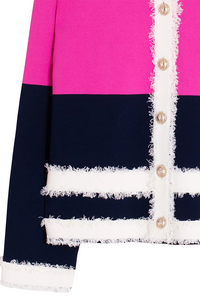 Bicolor Cardigan - Navy/Pink