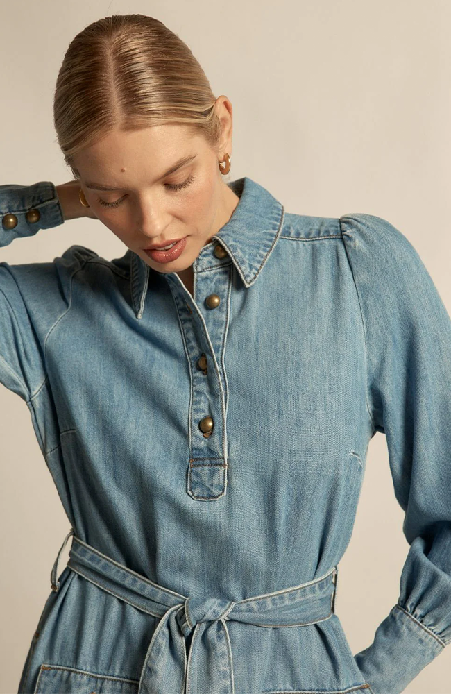Echelon Dress - Light Washed Denim