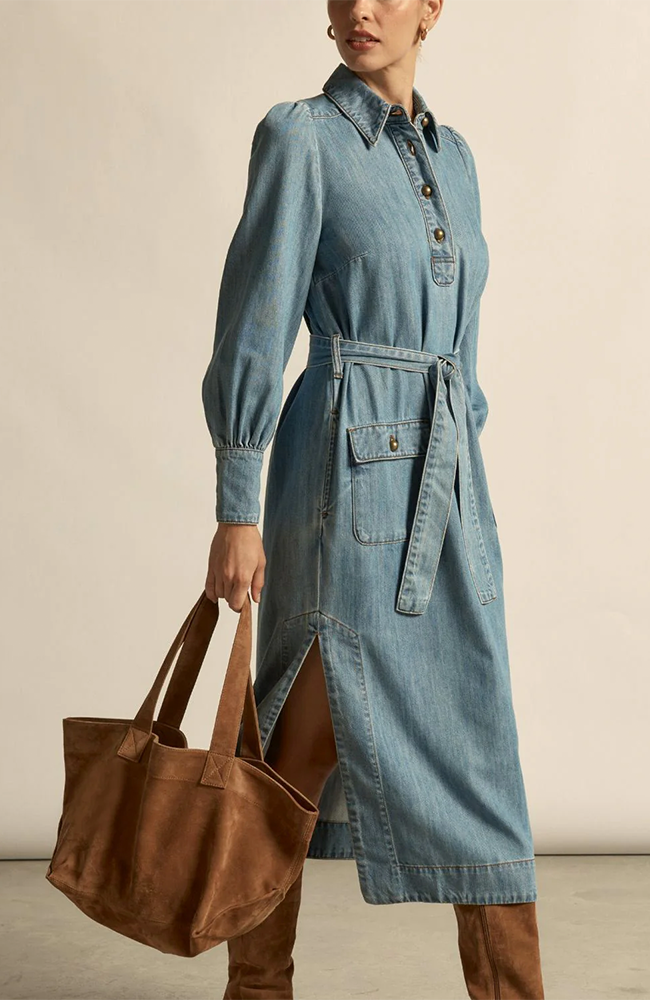 Echelon Dress - Light Washed Denim