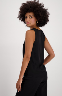 Ava Satin Tank - Black