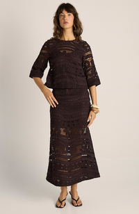Gaia Lace Skirt - Chocolate